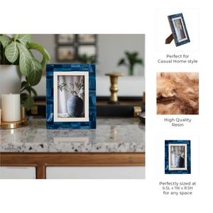 Blue/White 4x6 in. Resin Rectangular Border Photo Frame