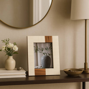 Photo Frame - Ivory Resin/Wood Rectangle Stripe, 4x6 in.