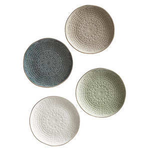 Gold Rim Stamped Appetizer Plate - Set of 4