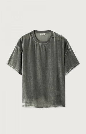 Ankaz Velvet Crew-Neck Tee - Mouse