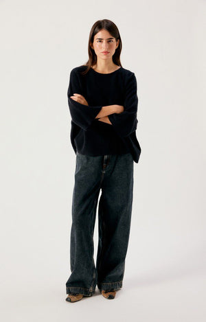 Damsville Short-Sleeve Sweater - Noir