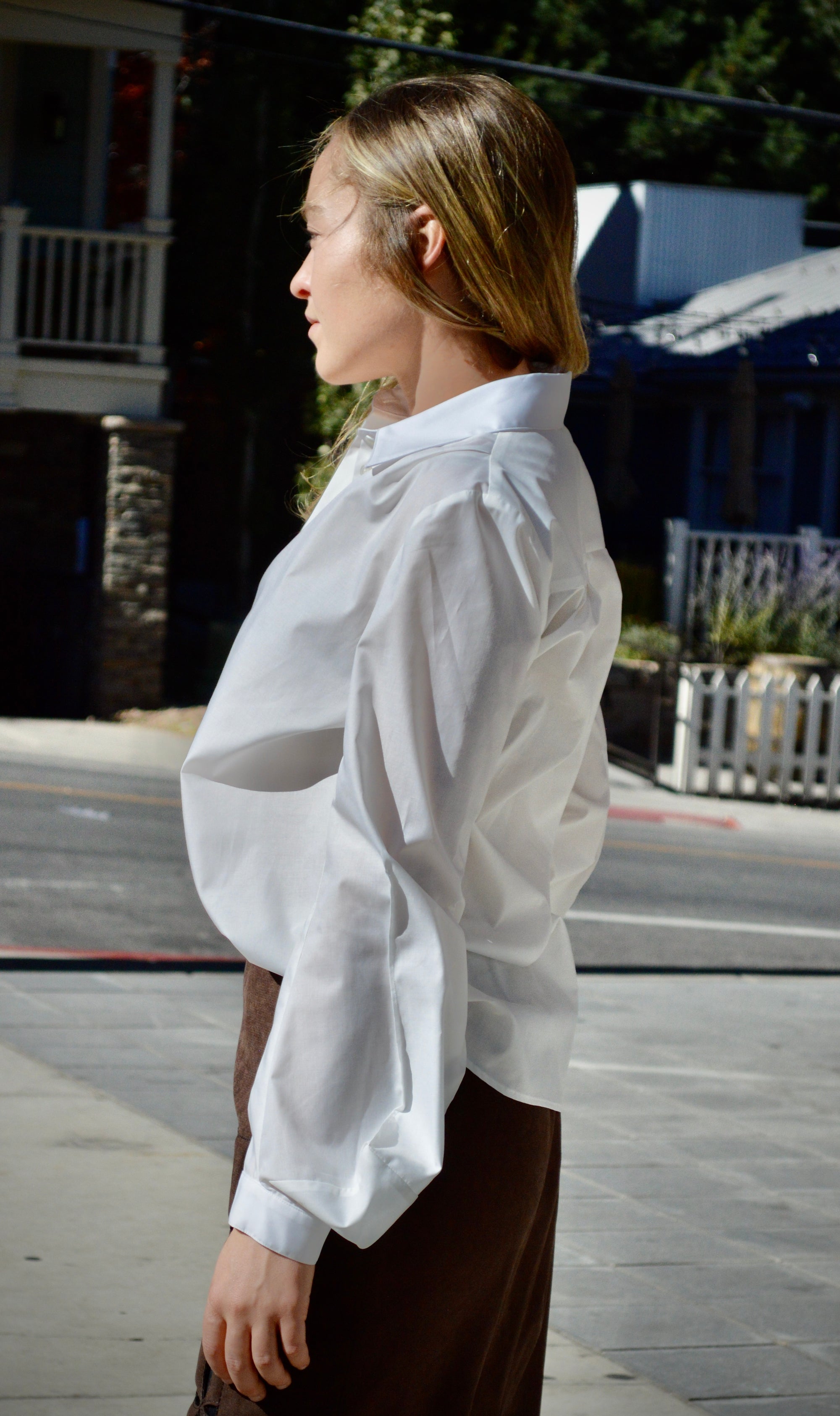Feminine Crisp White Button Down Blouse