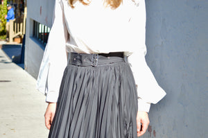 Midi Pleated Skirt with Belt