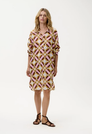 oneseason Midi Gilli Dress Tobago Pink Ikat