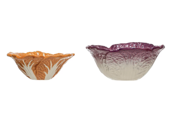 Cabbage Shaped Stoneware - Set of Two
