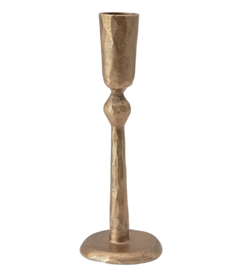 Large Antique Brass Tapered Candle Holder