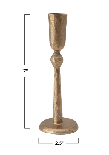 Large Antique Brass Tapered Candle Holder