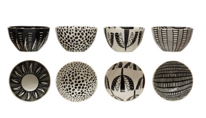 Black and White Graphic Stoneware Bowl