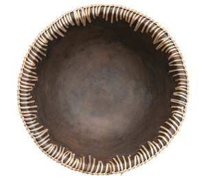 Terracotta Bowl with Rattan Stitching