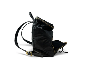 Slick Black Leather Backpack