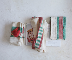 Holiday Striped Cotton Napkin - Set/4