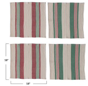 Holiday Striped Cotton Napkin - Set/4
