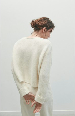 East V-neck Sweater - Nacre Chine