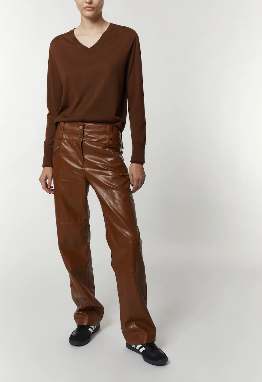 Lauren Mid-Rise Leather Pant