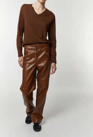 Lauren Mid-Rise Leather Pant