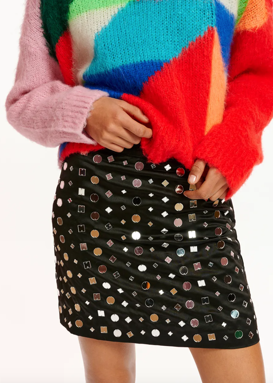 Eshiny Satin Mini Skirt