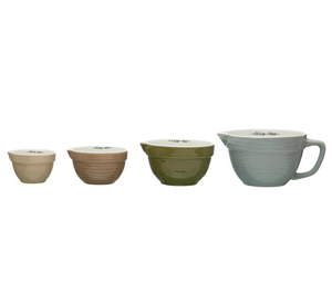 Stoneware Measuring Cups, Set/4 Colors
