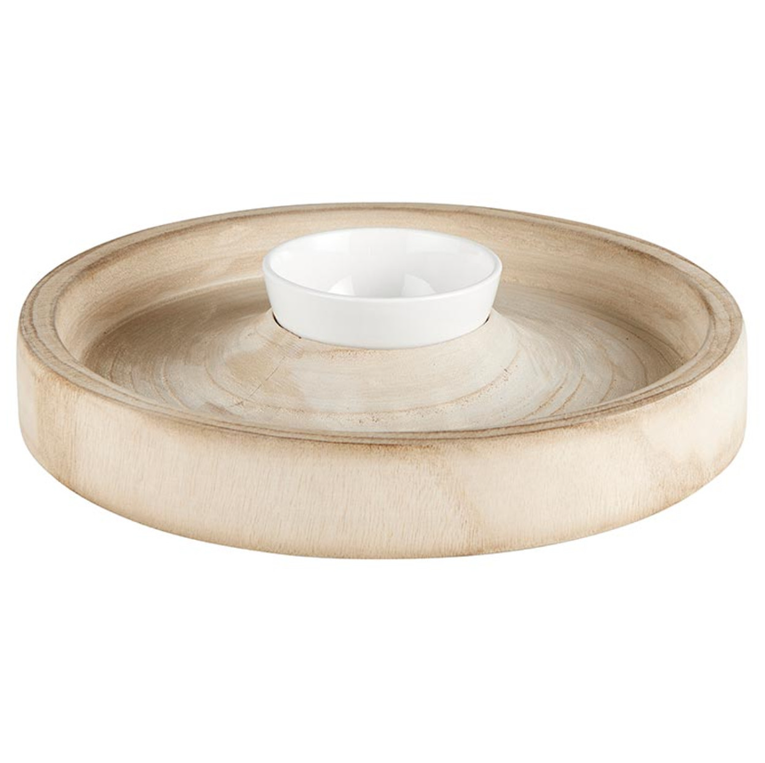 Pulownia Chip Holder with Dip Bowl - Heart