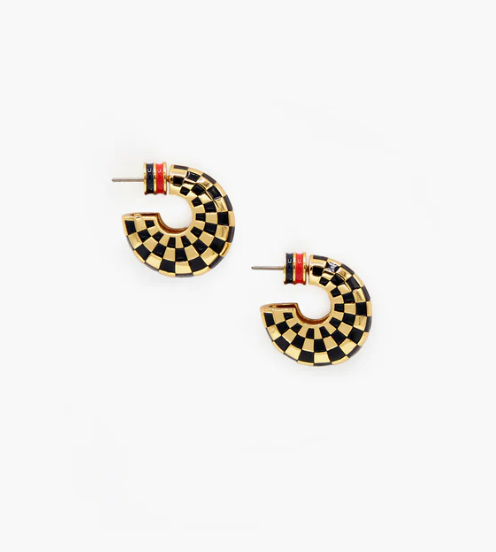 Le Hoop Gold & Checker Earrings