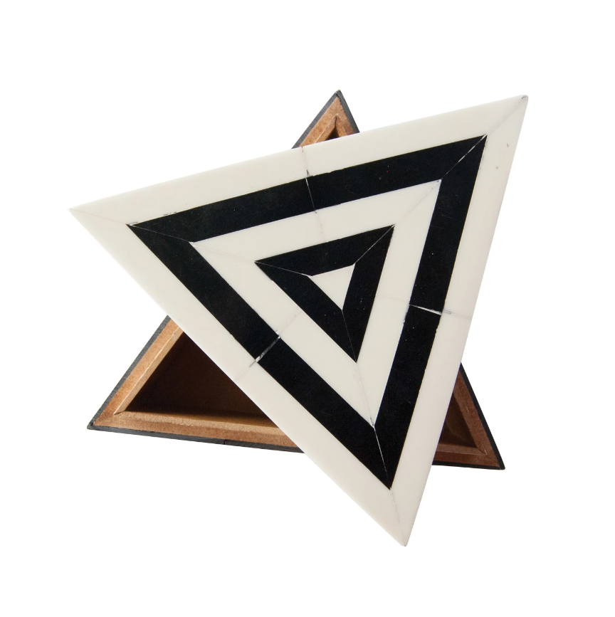 Resin Triangular Striped Box, B/W