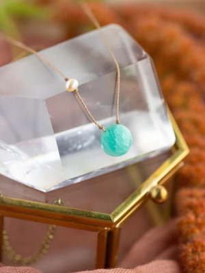 You are Brave Amazonite & Pearl Necklace
