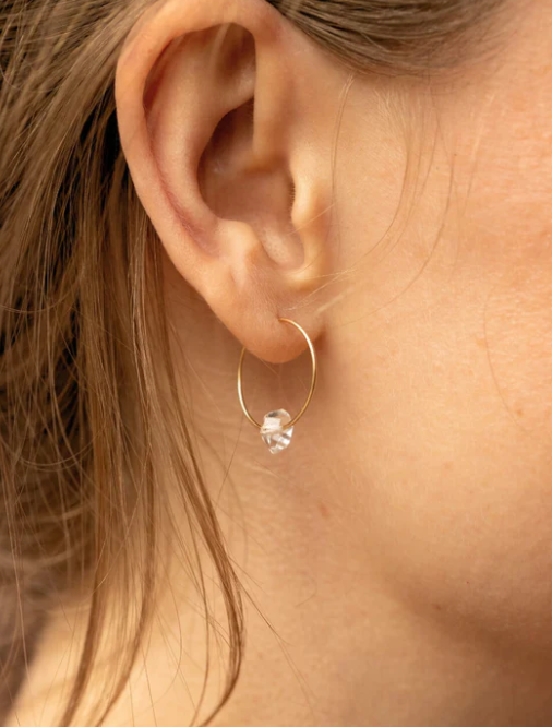 Tranquility Herkimer Diamond Hoop Earrings