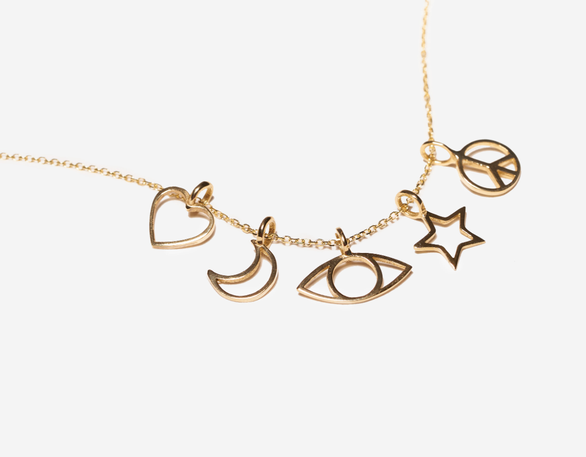 14k Gold Moon Necklace Charm