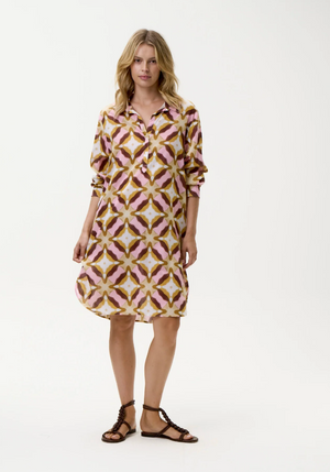Midi Gilli Dress in Tobago Pink Ikat