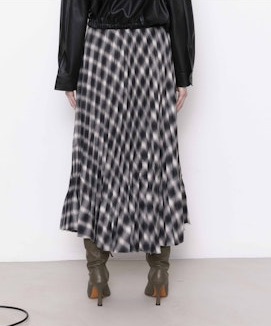 Plaid Pleated Midi Skirt