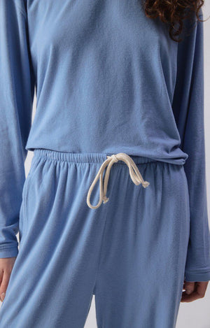 YPAWood Crewneck Long Sleeve Shirt - Melange Blue