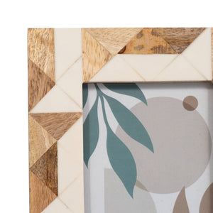Photo Frame - White Resin/Wood Geometric, 4x6 in.