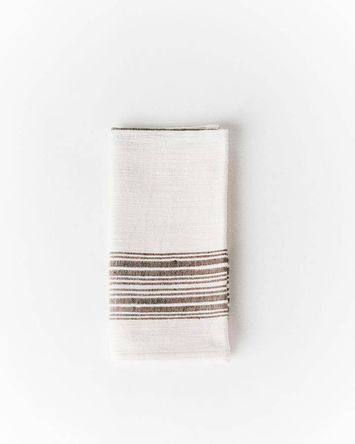 Aden Cotton Dinner Napkin | Natural with Grey - The Collective Park City