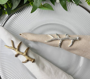 Rustic Antler Metal Napkin Ring: Bronze