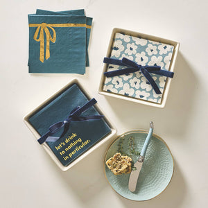 Ceramic Napkin Tray + Napkins - Let's Drink