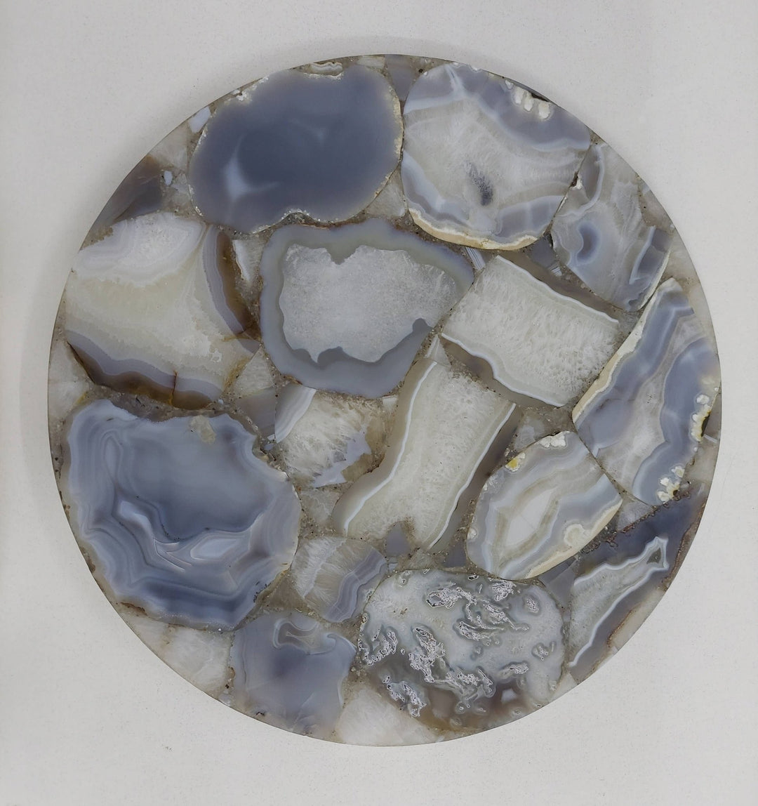 Agate Decorative Tray, 14" Round Grey Wild Agate - The Collective Park City