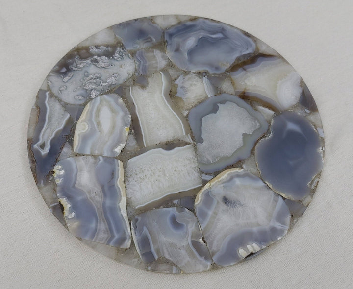 Agate Decorative Tray, 14" Round Grey Wild Agate - The Collective Park City