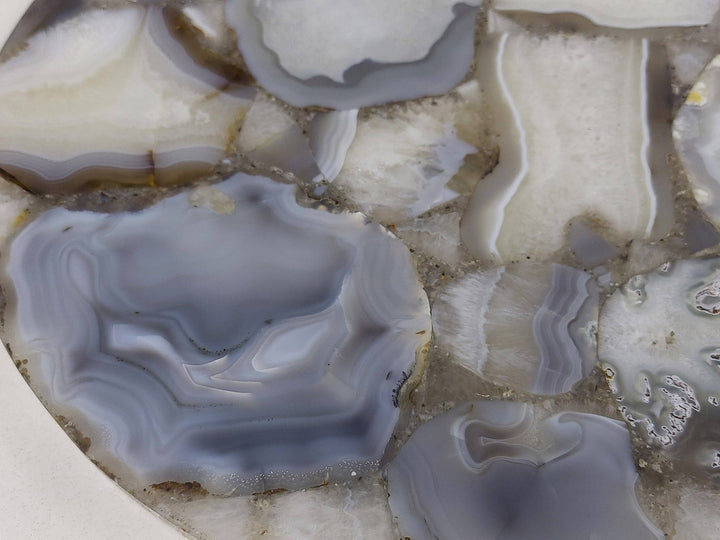 Agate Decorative Tray, 14" Round Grey Wild Agate - The Collective Park City