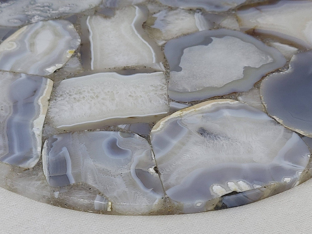 Agate Decorative Tray, 14" Round Grey Wild Agate - The Collective Park City