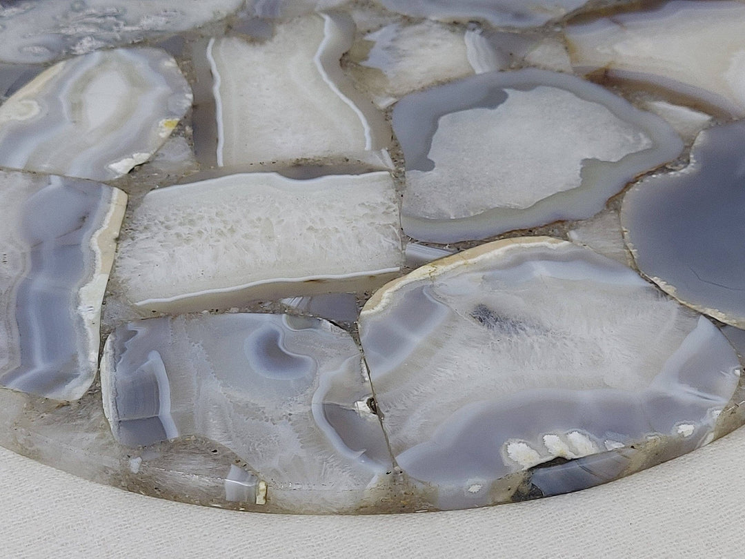 Agate Decorative Tray, 14" Round Grey Wild Agate - The Collective Park City