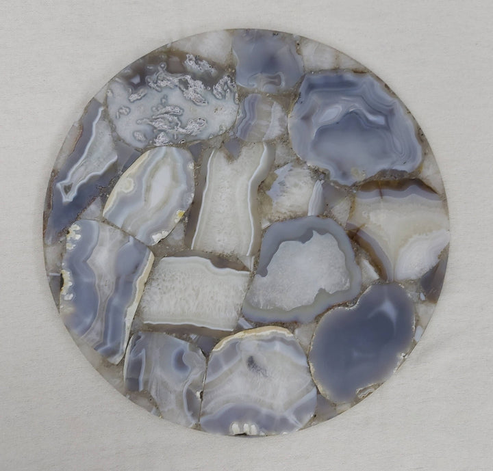 Agate Decorative Tray, 14" Round Grey Wild Agate - The Collective Park City