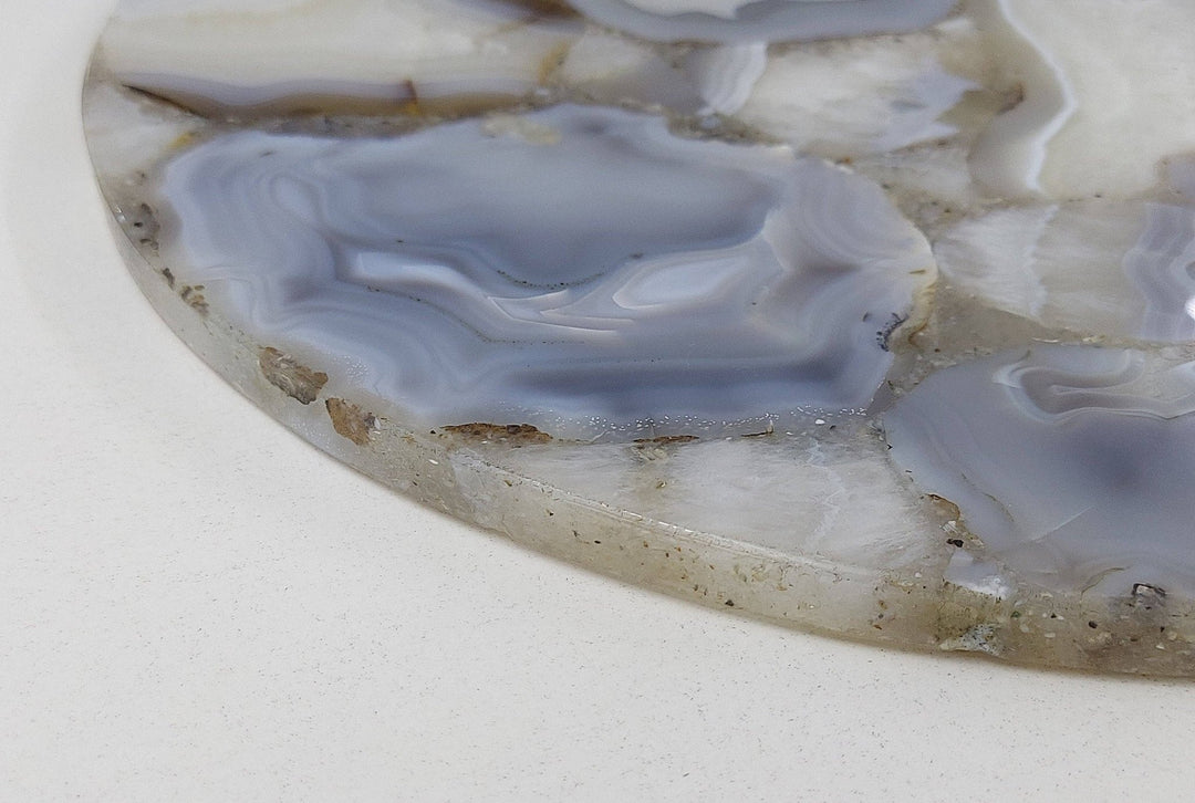 Agate Decorative Tray, 14" Round Grey Wild Agate - The Collective Park City