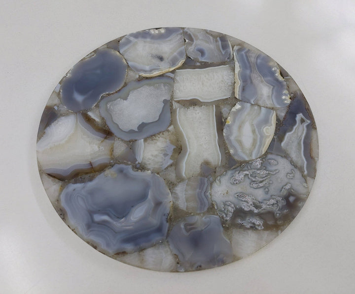 Agate Decorative Tray, 14" Round Grey Wild Agate - The Collective Park City