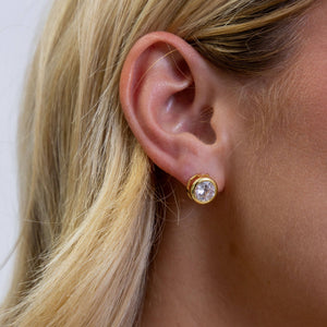 Alaina Bezel Studs - The Collective Park City