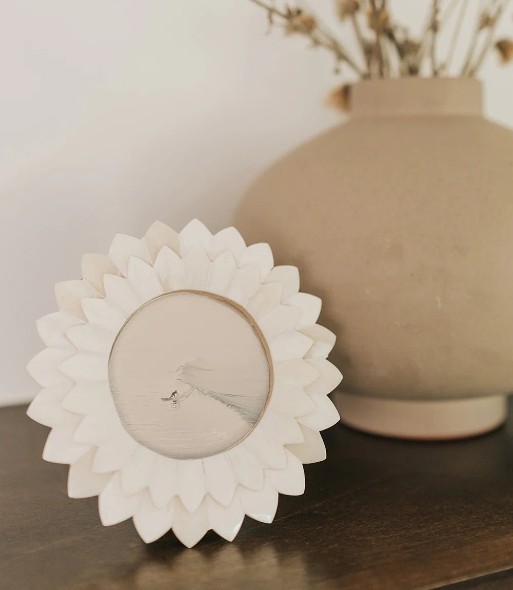 Amalesh Bloom Carved Natural Bone Picture Frame - 3x3 - The Collective Park City