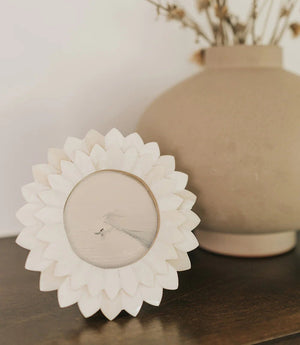 Amalesh Bloom Carved Natural Bone Picture Frame - 3x3 - The Collective Park City