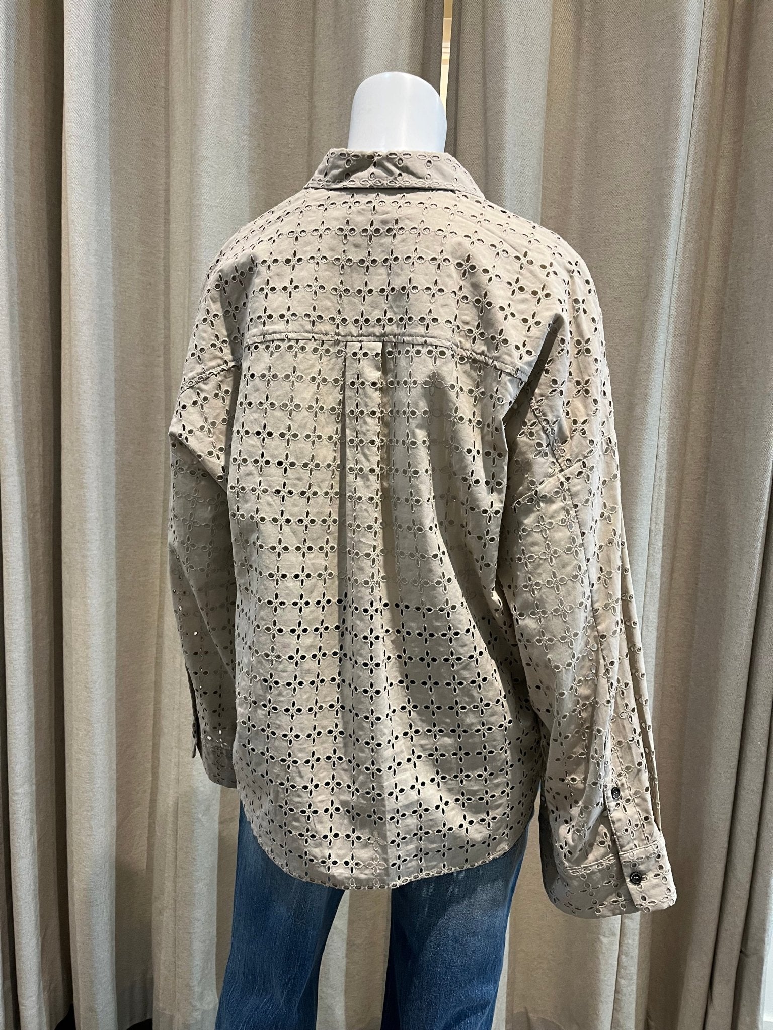 Amanda Perforated Button Down Top - The Collective Park City