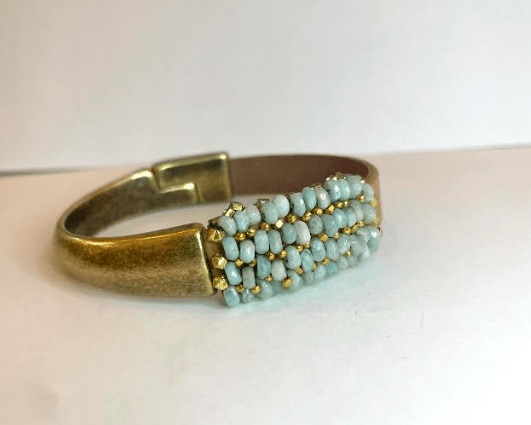 Amazonite & Vermeil Leather Bracelet - The Collective Park City