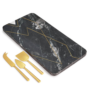 Ambrosia Marble Serving Board with Knives - The Collective Park City