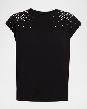 Amelia Embellished T-shirt - Black - The Collective Park City