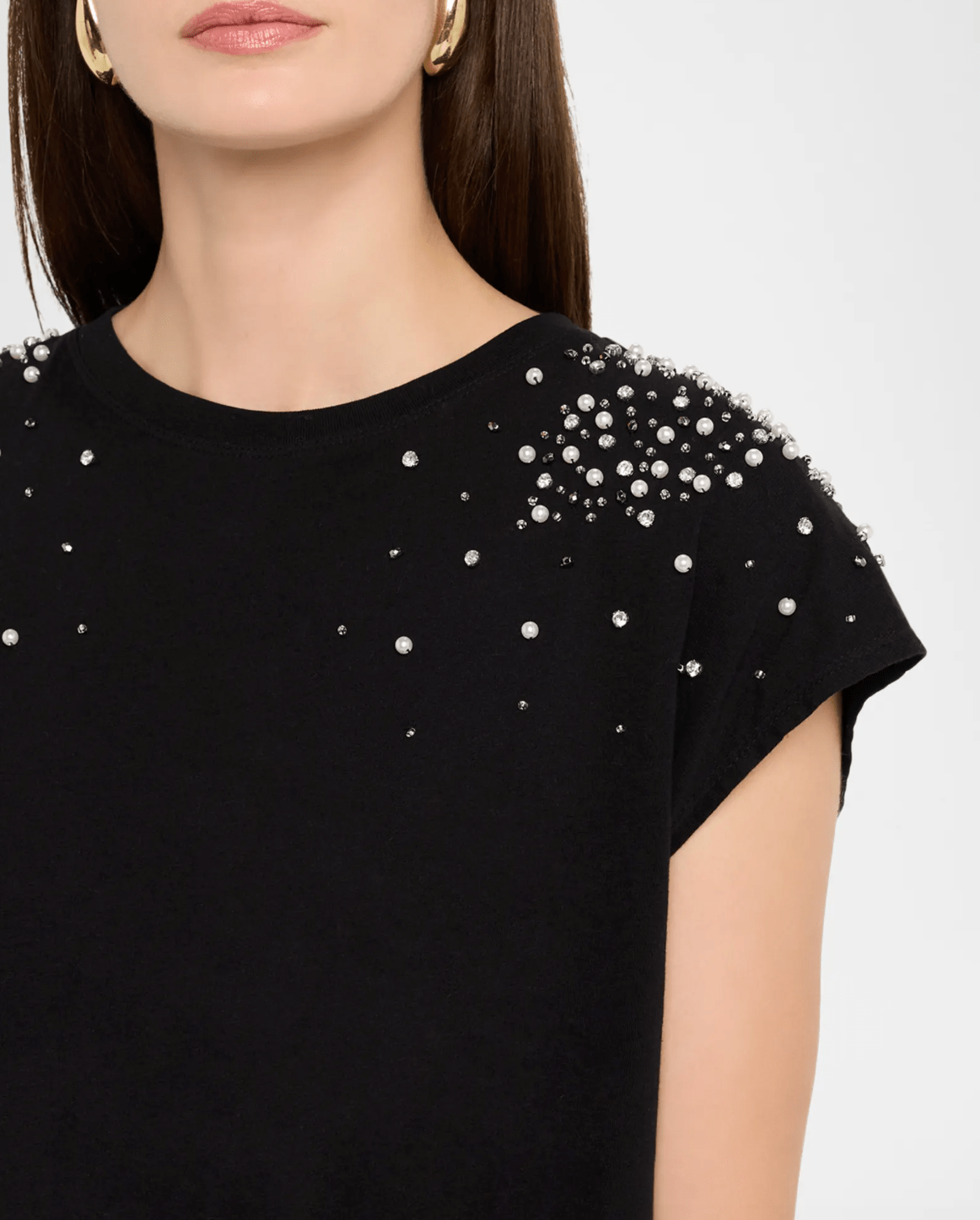 Amelia Embellished T-shirt - Black - The Collective Park City